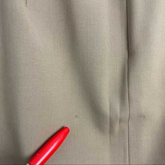 Gianfranco Ferre Tan Wool Blend Leather Trim Skirt Suit Sz 8 - Picture 13 of 16